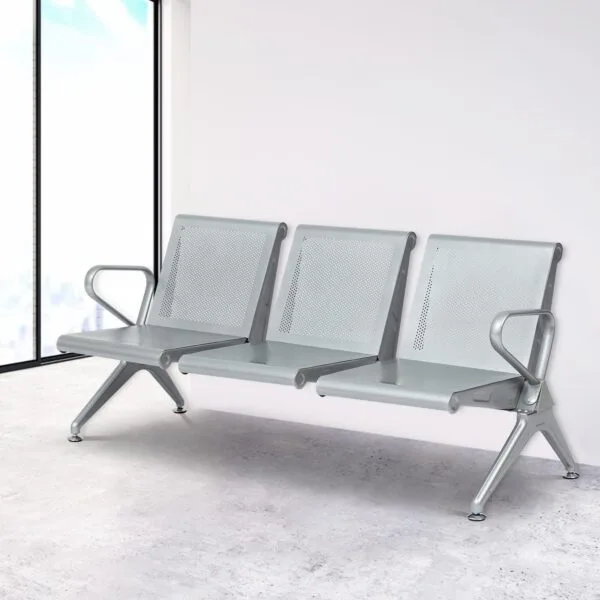 3-Seater Heavy-Duty Steel Waiting Bench