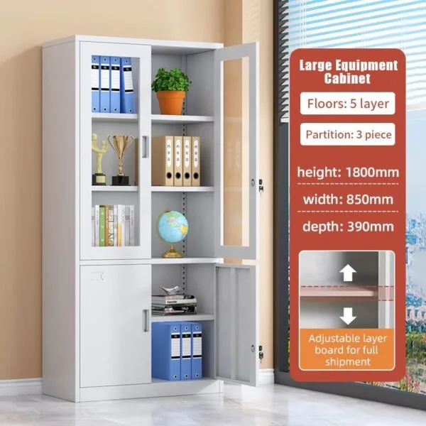 Half Glass Filing Cabinet - Half Glass & Steel Doors