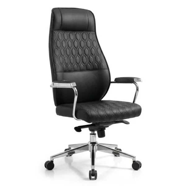 Executive High-Back Black Leather Office Chair