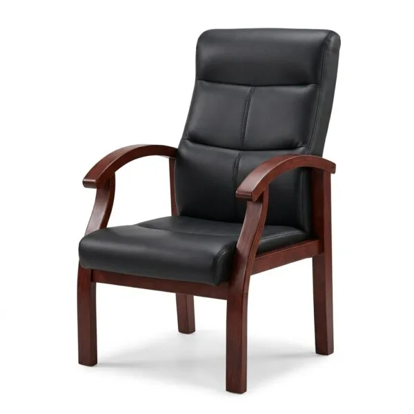 Executive High-Back Black Leather Visitor Chair